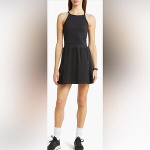 Zella Pleated Flutter Tennis Dress Black Small